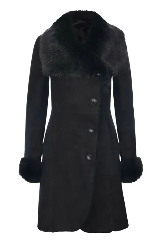 Suede Merino Shearling Coat with Toscana Collar-Hanoi