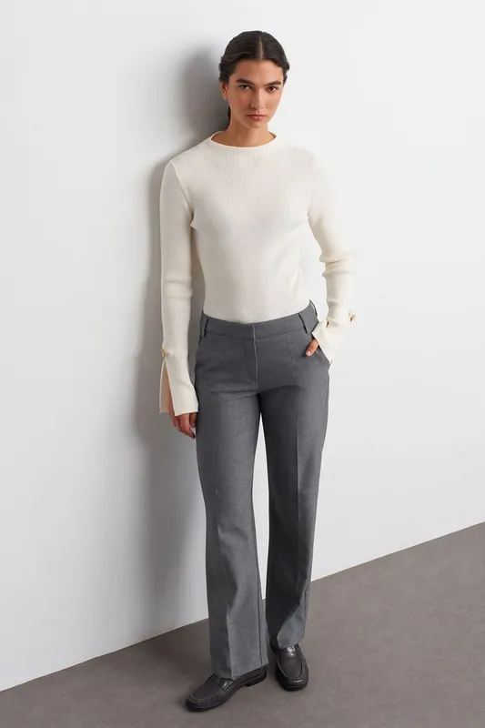 Low-waist Straight-leg Crepe Trousers