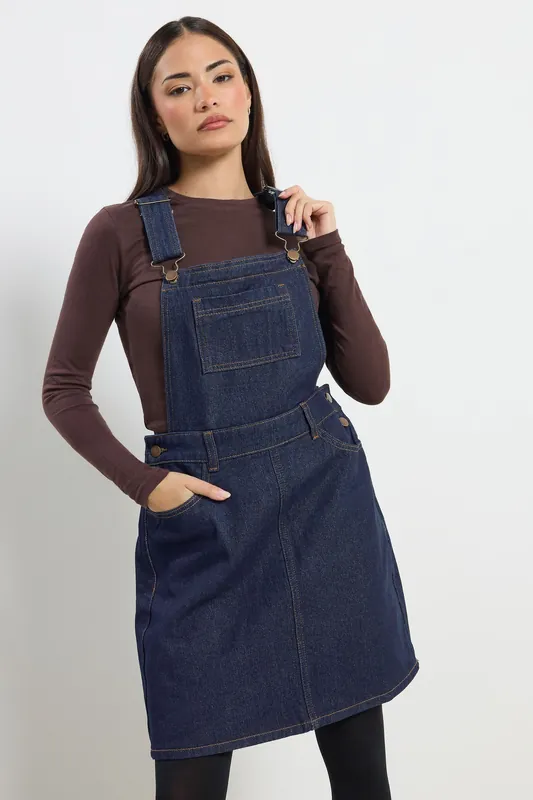 Petite Denim Pinafore Dress - PixieGirl
