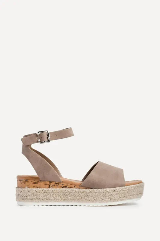 Paradise Taupe Espadrille Flatform Sandals - Linzi