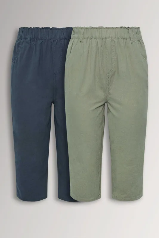 2 Pack Cool Cotton Cropped Trousers - Yours