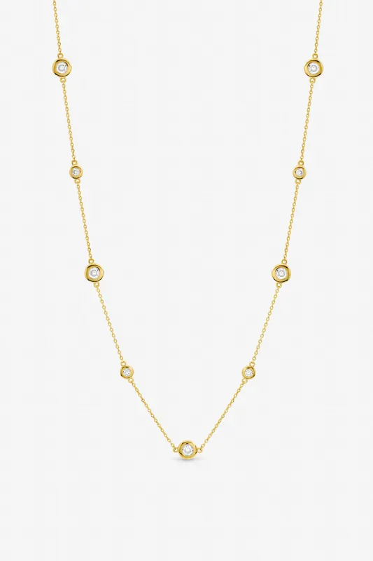 Gold Plated Cubic Zirconia Bezel Neckwear - Jon Richard