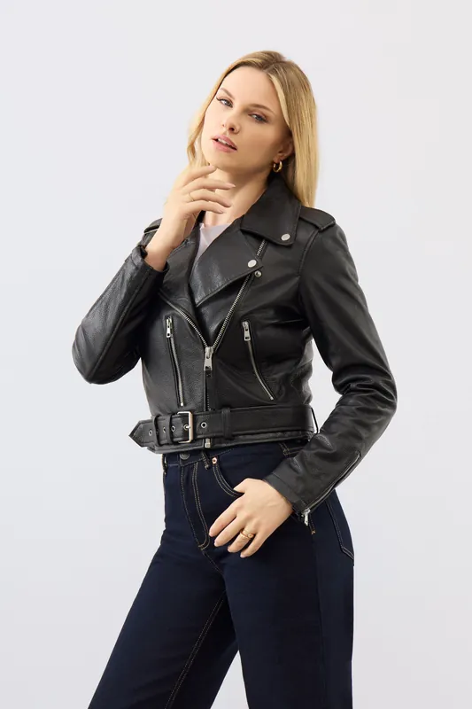 Real Leather Katie Biker Jacket - Bolongaro Trevor