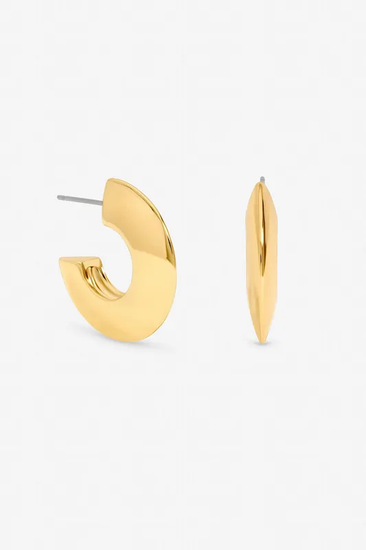Gold Plated Flat Disk Hoop Earrings - Jon Richard