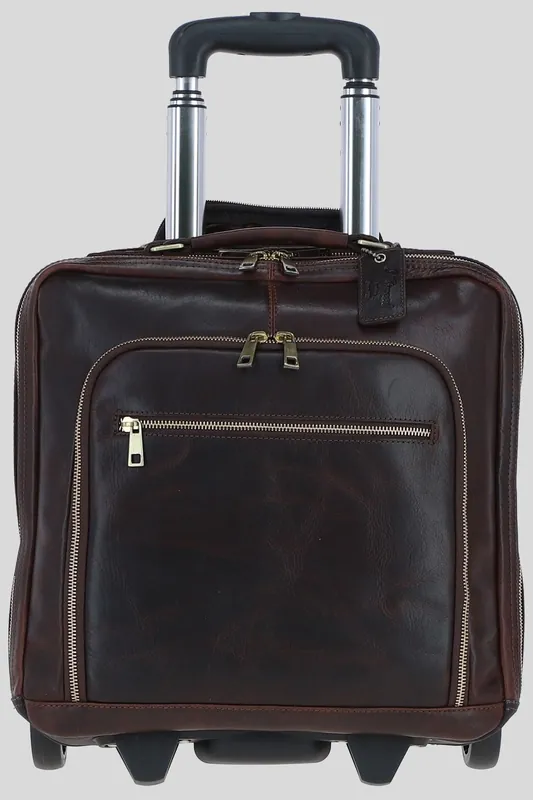 Real Leather Business Trolley Bag - Ashwood Leather