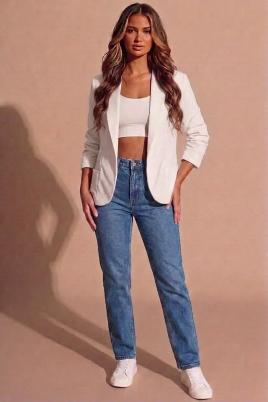 Tailored Open Front Blazer - Femme Luxe