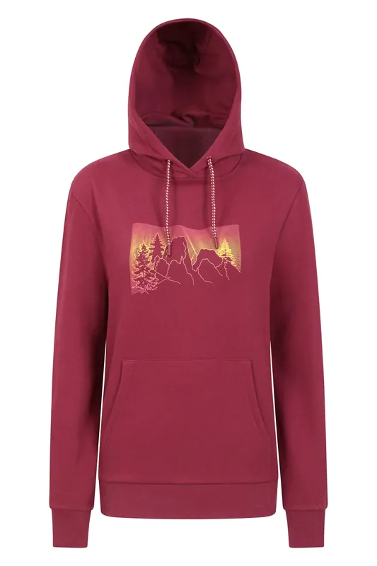 Ombre Mountains Print Adjustable Hood Long Sleeve Cotton Blend Hoodie - Mountain Warehouse