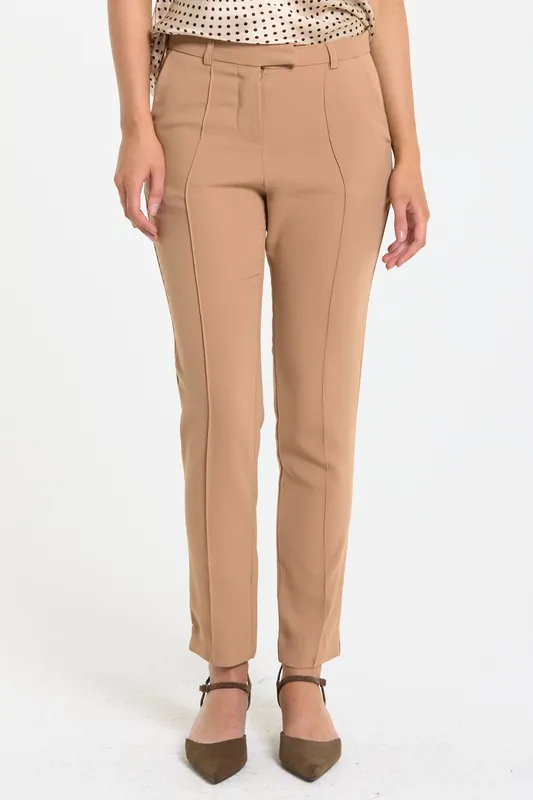 Camel Tailored Slim Fit Trousers - Liquorish