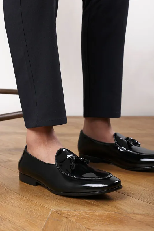 Evan' Velvet/Patent Tassel Loafer Classic Formal Dress Shoes - Where's That From