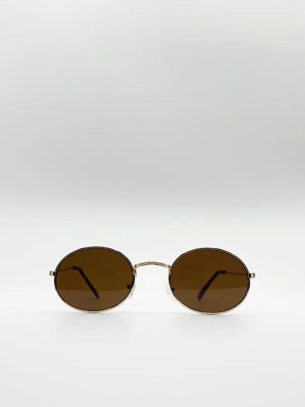 Metal Frame Round Sunglasses with Mirror Lenses - SVNX