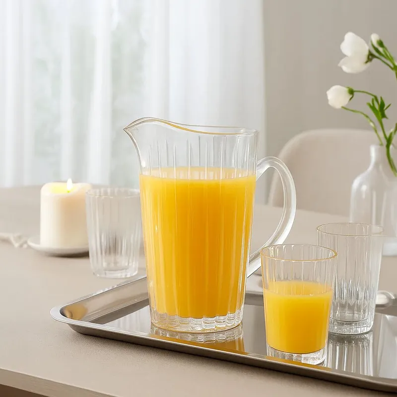 Elegant Crystal Pitcher, Spacious Pitcher Jug For Dining Table, Fluted Pattern Clear Pitcher For Dinner - Orsina