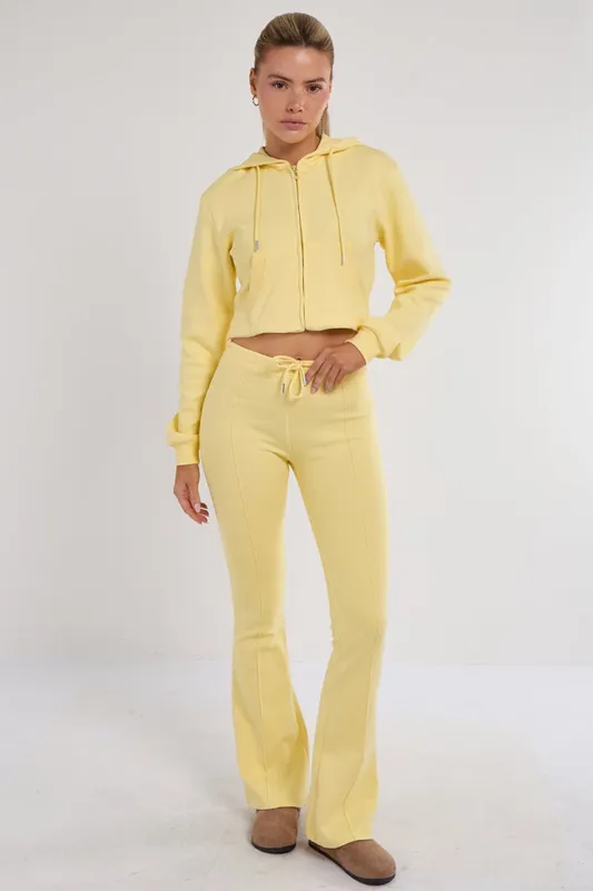 Cropped Zip Hoodie and Flared Trouser Set - Interlock - Co-ord Set