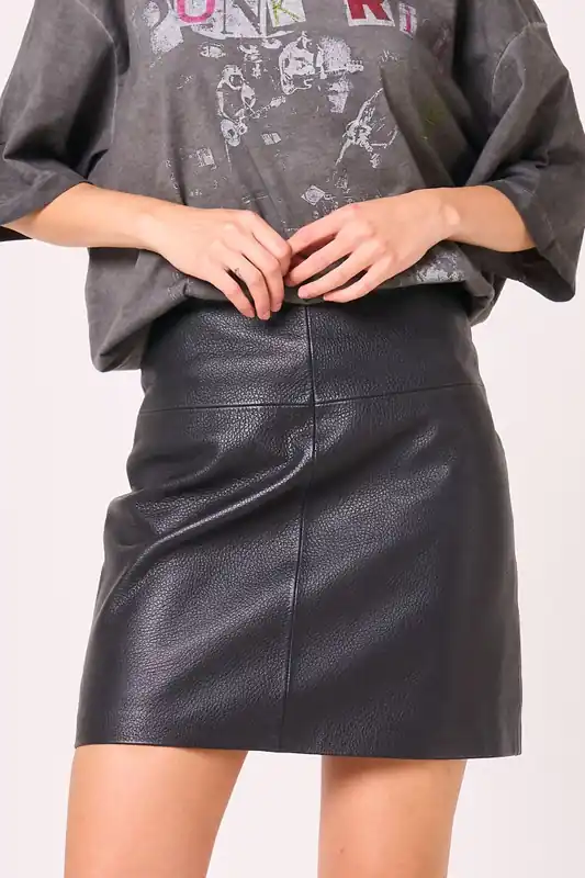 Real Leather Mini Skirt - Barneys Originals