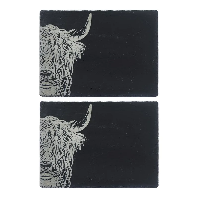 2 Slate Place Mats - Highland Cow