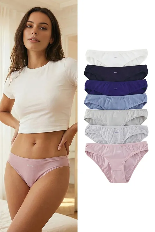 7 Pack Cotton Rich Logo Print Bikini Briefs Set - WOVCOR