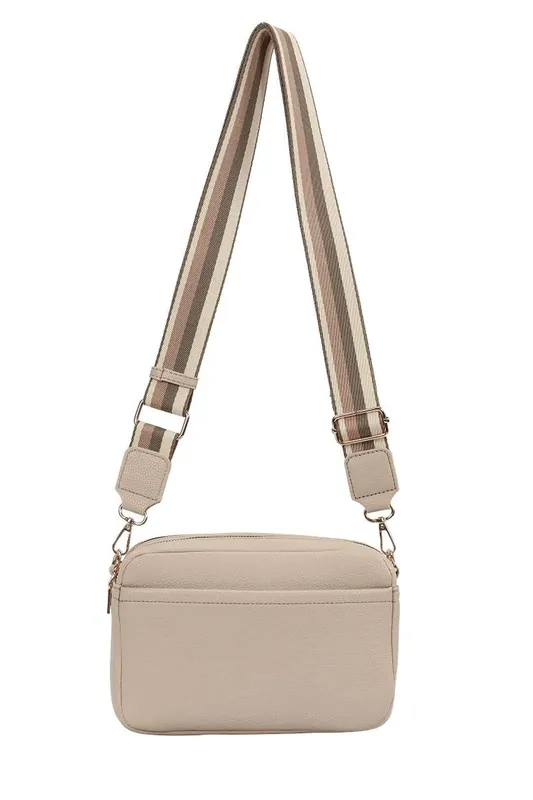 Front Pocket Double Compartments Camera Crossbody Bag With Canvas Strap - Kitise