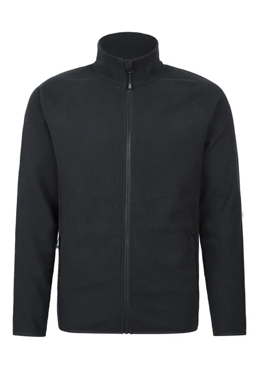 ’Millburn’ Warm Comfy Full Zipped Side Pockets Grid Fleece Pullover - Mountain Warehouse