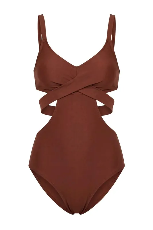 Cut Out Wrap Detail Strappy Swimsuit - WOVCOR