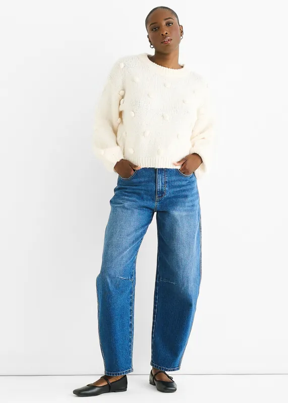 Cream Wool Mix Oversized Knit Jumper - Gini London