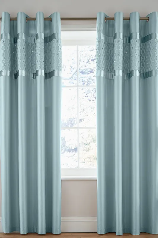 'Sequin Cluster' Lined Eyelet Curtains - Catherine Lansfield