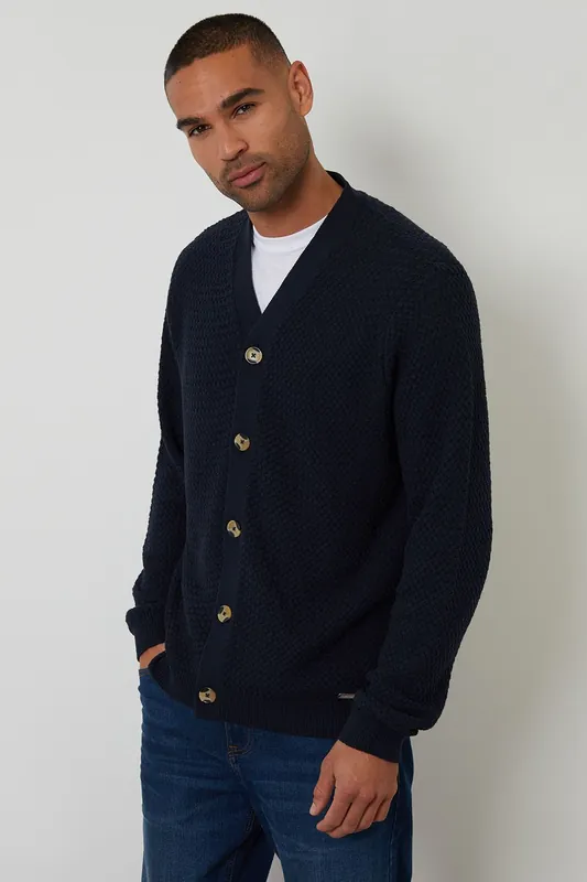 Basket Stitch V-neck Cardigan