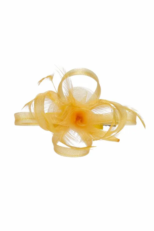 Yellow Small Feather Fascinator Clip - Jon Richard