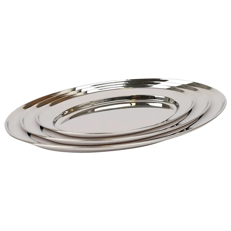 Oval Stainless Steel Serving Platter Set - 3pc - 25cm-35cm