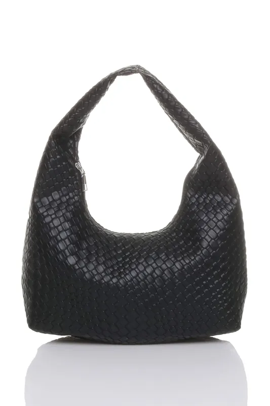 Weave Pattern Scoop Shoulder Bag - AJVANI