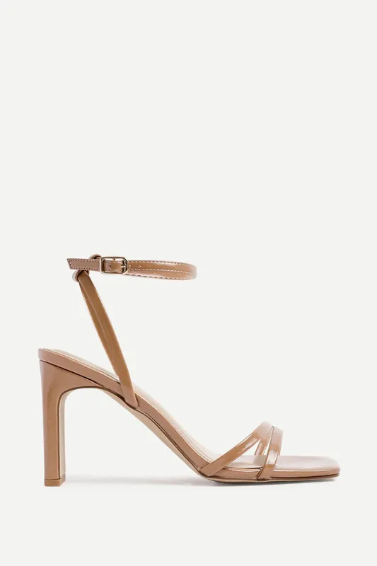Gesture Deep Nude Faux Leather Strappy High Heel - Linzi