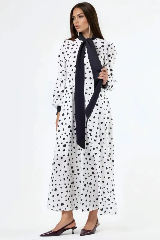 Heart Patterned Maxi Dress - MSN Collection