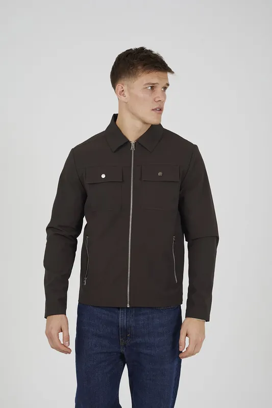 Collared Zip Pocket Shacket - Brave Soul