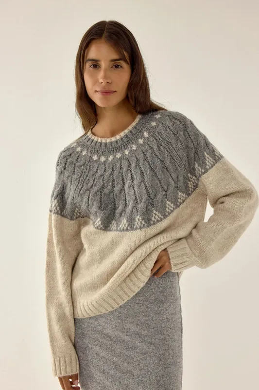 Hair Braid Knit Sweater - Hiccup