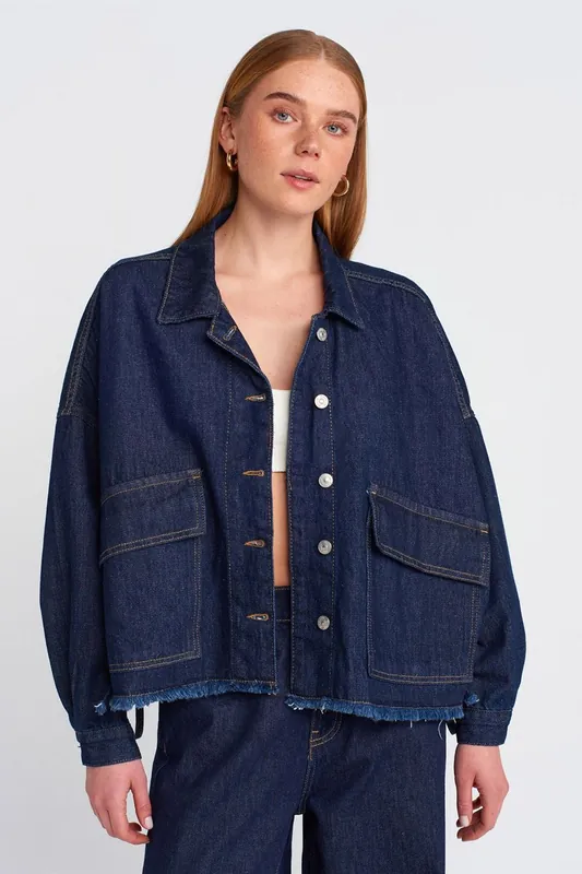 Oversized Cotton Denim Button Jacket - Dilvin