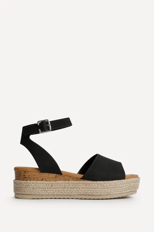 Nirvana Black Nubuck Flatform Sandals - Linzi
