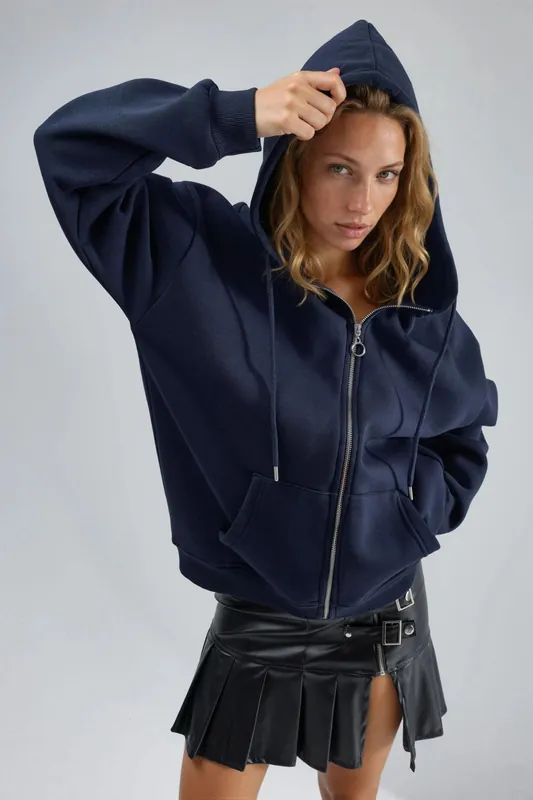 Hooded Oversized Zip-Up Jacket
