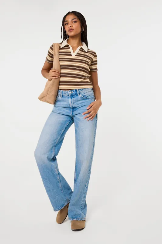 Brown Short Sleeve Rugby Top - Pink Vanilla