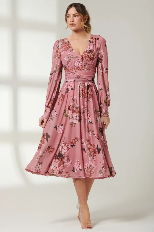 Floral Printed Mesh Midi Dress - Jolie Moi