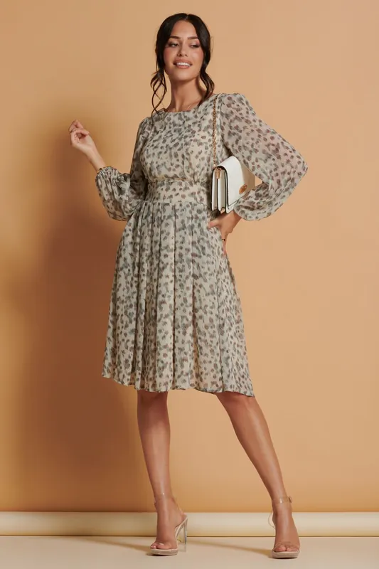Long Sleeve Chiffon Midi Dress - Jolie Moi