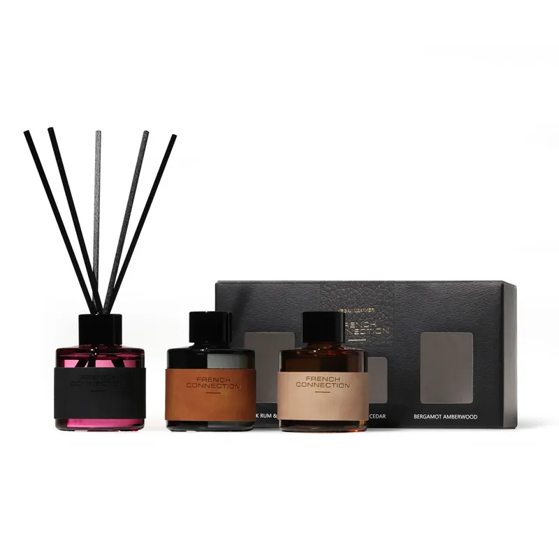 Leather Range Diffuser Set of 3 – Rose, Sandalwood, Cedar & Bergamot - French Connection