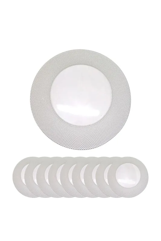 33cm Set of 12 Charger Plates Checkered Design Glass Plates for Dinner Table Decoration - Neel Blue