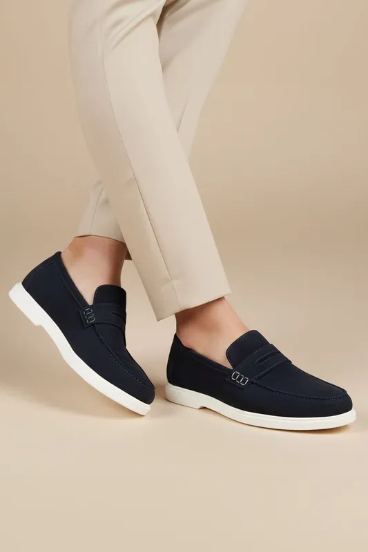 San Nicola Suede Leather Slip-On Mens Penny Loafers