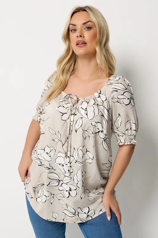 Floral Tie Neck Blouse - Yours