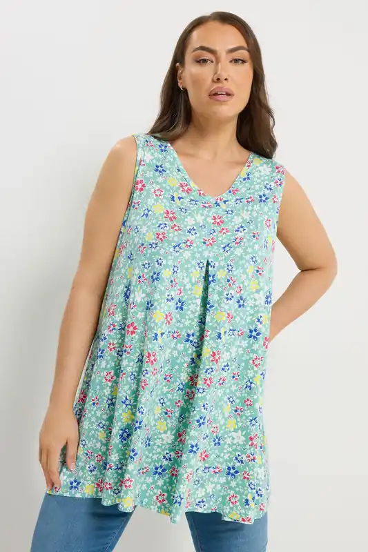 Floral Pleated Vest Top - Yours