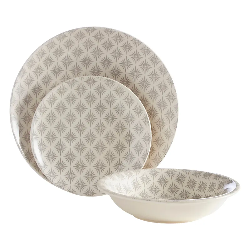 Maya Grey And White 12 Pc Dinner Set - Orsina