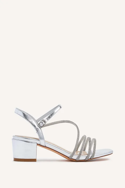 Riri Silver Diamante Heeled Sandals - Linzi