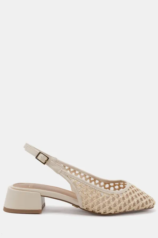 WIDE FIT FREIDA Woven Mesh Slingback Low Heel Shoe - Novo