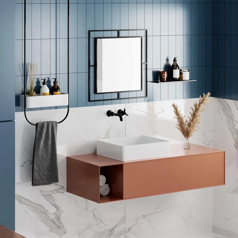 Corner' Square Mirror Modern Design Wall Mirror with Metal Frame - Decortie
