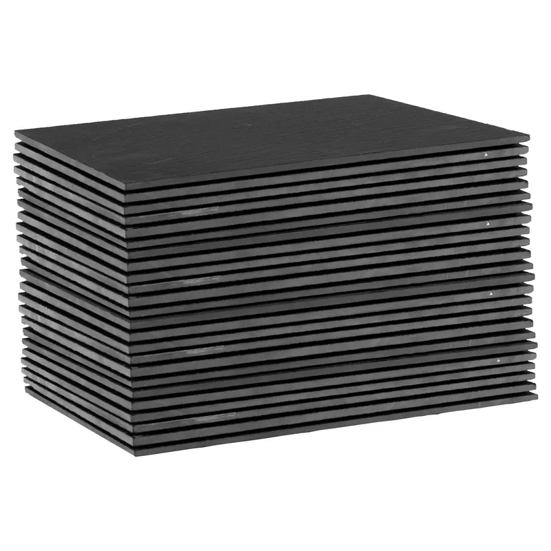 Linea Rectangle Slate Placemats - 35cm x 25cm - 24x Large Natural Black Stone Dining Table Dinner Serving Board Place Mats Sets