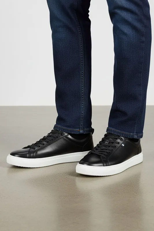 Holden Casual Lace Up Leather Mens Trainers - Silver Street London