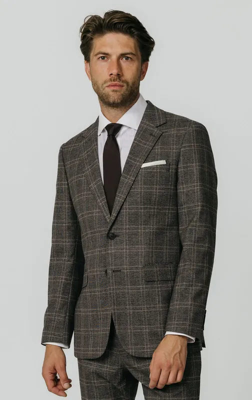 Brown Check Suit Jacket - Dobell